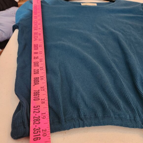 Michael Kors Teal Blue Long Sleeve Knit Top Drawstring Hem Small - Picture 4 of 15